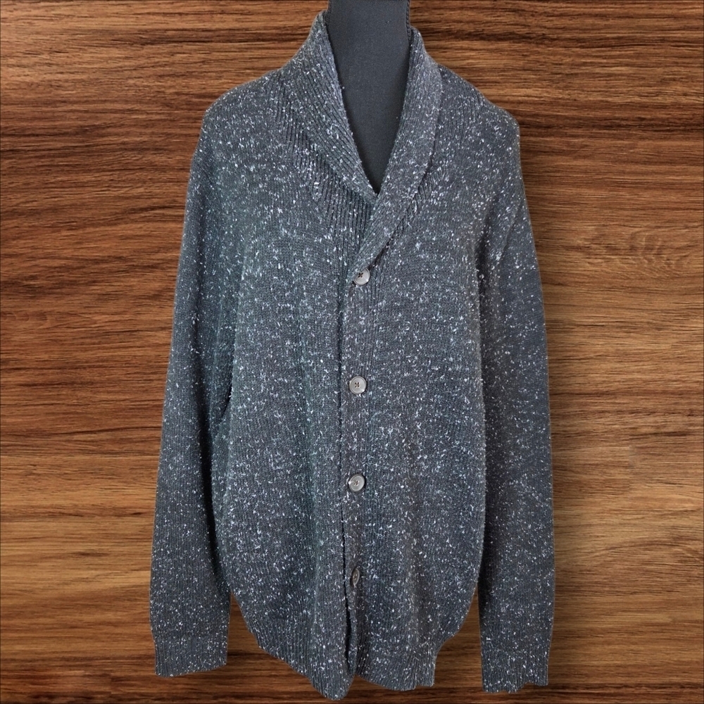 George Men's Speckled Gray Cardigan Size L